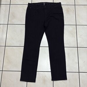 Womens Jones New York Black Jeans size 16 straight leg stretch fabric